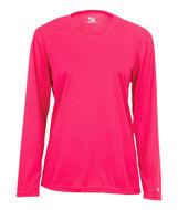 4164 Badger Ladies' B-Dry Core Long-Sleeve Tee Hot Pink
