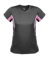 4167 Badger Drive Ladies Tee Graphite/ Pink