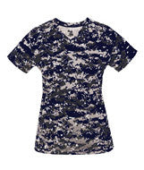 4186 Badger Ladies' Digital V-Neck Tee Navy Digital