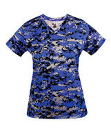 4186 Badger Ladies' Digital V-Neck Tee Royal Digital