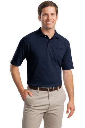JERZEES -SpotShield   5.6-Ounce Jersey Knit Sport Shirt with Pocket. 436MP Navy