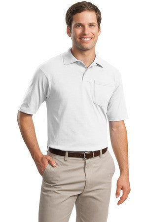 JERZEES -SpotShield   5.6-Ounce Jersey Knit Sport Shirt with Pocket. 436MP White