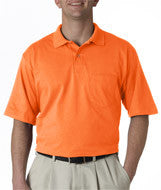 436 Jerzees Adult SpotShield&trade; Jersey Pocket Polo Safety Orange (50/50)
