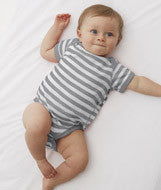 4400 Rabbit Skins Infant Baby Rib Lap-Shoulder Bodysuit Heather/ White Stripe