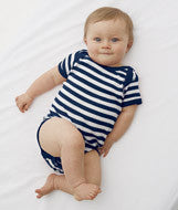4400 Rabbit Skins Infant Baby Rib Lap-Shoulder Bodysuit Navy/ White Stripe