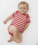 4400 Rabbit Skins Infant Baby Rib Lap-Shoulder Bodysuit Red/ White Stripes