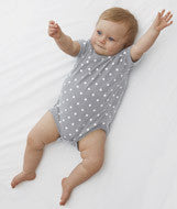 4400 Rabbit Skins Infant Baby Rib Lap-Shoulder Bodysuit Heather/ White Dots