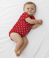 4400 Rabbit Skins Infant Baby Rib Lap-Shoulder Bodysuit Red/ White Dots
