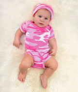 4403 Code V Infant Baby Rib Camouflage Lap Shoulder Creeper Pink Woodland