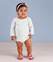 4411 Rabbit Skins Infant Baby Rib Long-Sleeve Creeper White