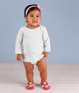 4411 Rabbit Skins Infant Baby Rib Long Sleeve Creeper White