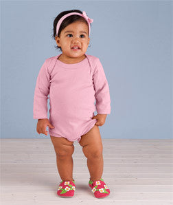 4411 Rabbit Skins Infant Baby Rib Long Sleeve Creeper Pink