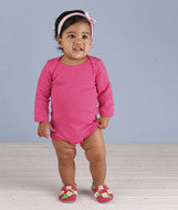 4411 Rabbit Skins Infant Baby Rib Lap-Shoulder Long-Sleeve Bodysuit Hot Pink