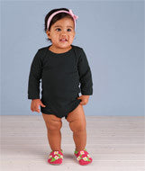 4411 Rabbit Skins Infant Baby Rib Lap-Shoulder Long-Sleeve Bodysuit Black