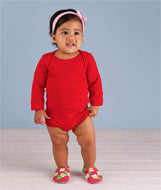 4411 Rabbit Skins Infant Baby Rib Lap-Shoulder Long-Sleeve Bodysuit Red
