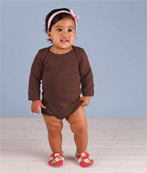 4411 Rabbit Skins Infant Baby Rib Lap-Shoulder Long-Sleeve Bodysuit Brown
