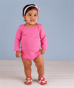 4411 Rabbit Skins Infant Baby Rib Long Sleeve Creeper Raspberry Sorbet