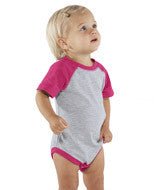 4430 Rabbit Skins Rabbit Skins Infant Vintage Fine Jersey Baseball Bodysuit Vintage Heather/ VinHotPink