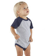 4430 Rabbit Skins Rabbit Skins Infant Vintage Fine Jersey Baseball Bodysuit Vintage Heather/ Vin Navy