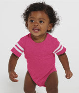 4437 Rabbit Skins Rabbit Skins Infant Fine Jersey Football Bodysuit Vintage Hot Pink/ Blend White