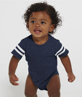4437 Rabbit Skins Rabbit Skins Infant Fine Jersey Football Bodysuit Vintage Navy/ Blended White
