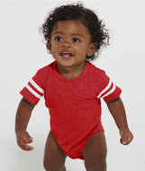 4437 Rabbit Skins Rabbit Skins Infant Fine Jersey Football Bodysuit Vintage Red/ Blended White