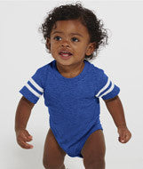 4437 Rabbit Skins Rabbit Skins Infant Fine Jersey Football Bodysuit Vintage Royal/ Blended White