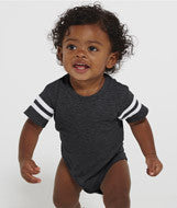 4437 Rabbit Skins Rabbit Skins Infant Fine Jersey Football Bodysuit Vintage Smoke/ Blended White