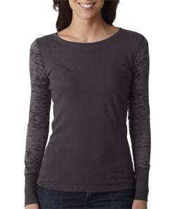 4501 Next Level The Burnout Combo Long Sleeve Tee Dark Grey