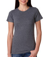 4990 Bayside Ladies' Fashion Ring-Spun Jersey Tee Heather Charcoal (50/50)