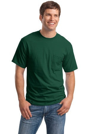 Hanes Beefy-T - 100% Cotton T-Shirt with Pocket. 5190 Deep Forest