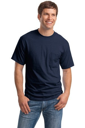 Hanes Beefy-T - 100% Cotton T-Shirt with Pocket. 5190 Deep Navy