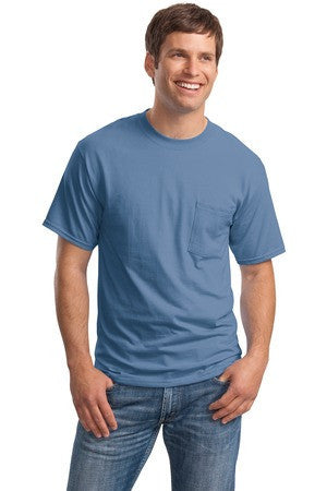 Hanes Beefy-T - 100% Cotton T-Shirt with Pocket. 5190 Denim Blue