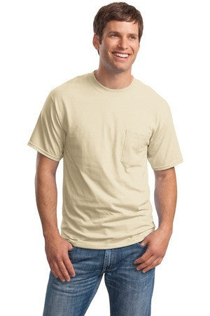 Hanes Beefy-T - 100% Cotton T-Shirt with Pocket. 5190 Sand