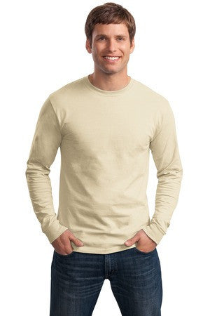 Hanes - Tagless 100% Cotton Long Sleeve T-Shirt.  5586 Sand