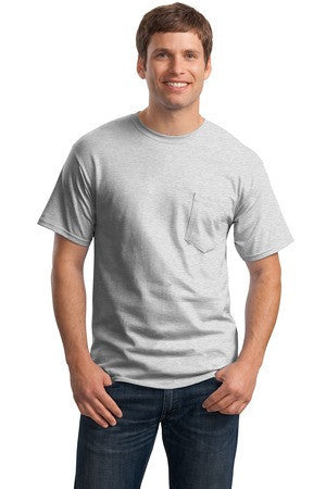 Hanes - Tagless 100%  Cotton T-Shirt with Pocket.  5590 Ash
