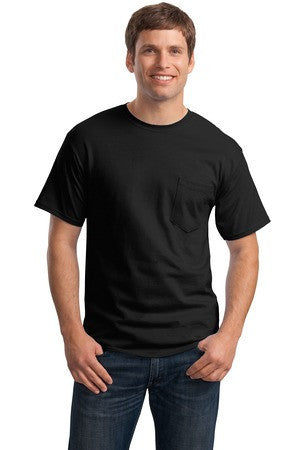 Hanes - Tagless 100%  Cotton T-Shirt with Pocket.  5590 Black