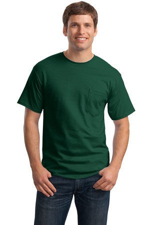 Hanes - Tagless 100%  Cotton T-Shirt with Pocket.  5590 Deep Forest