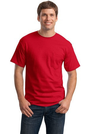 Hanes - Tagless 100%  Cotton T-Shirt with Pocket.  5590 Deep Red