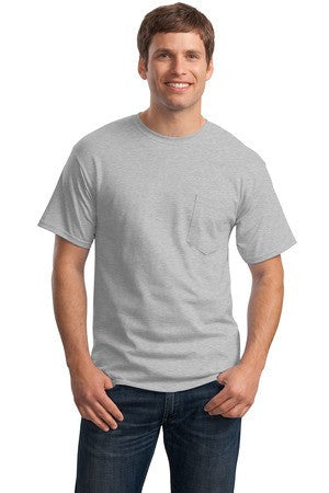 Hanes - Tagless 100%  Cotton T-Shirt with Pocket.  5590 Light Steel
