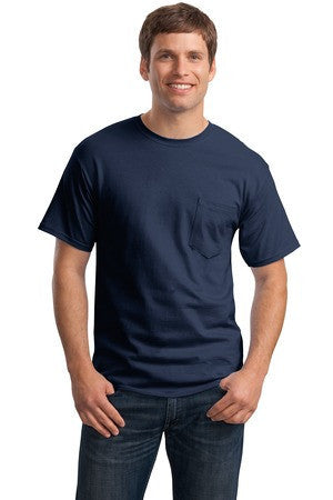 Hanes - Tagless 100%  Cotton T-Shirt with Pocket.  5590 Navy