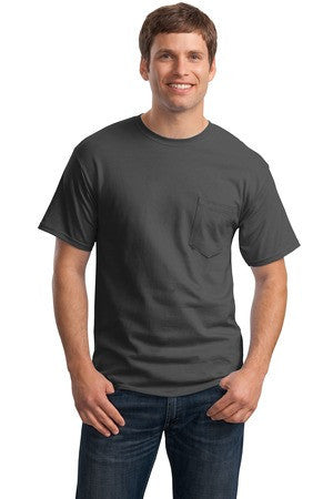 Hanes - Tagless 100%  Cotton T-Shirt with Pocket.  5590 Smoke Grey