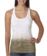 6532 Next Level Ombre Burnout Racerback Tank Warm Grey