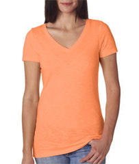 6840 Next Level The Slub Cross-Over V Neon Heather Orange