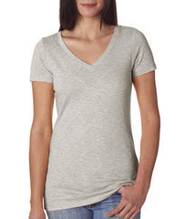 6840 Next Level The Slub Cross-Over V Light Heather Grey