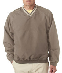 8926 Ultraclub Adult Long Sleeve Microfiber Cross Over V Neck Windshirt Driftwood Tan