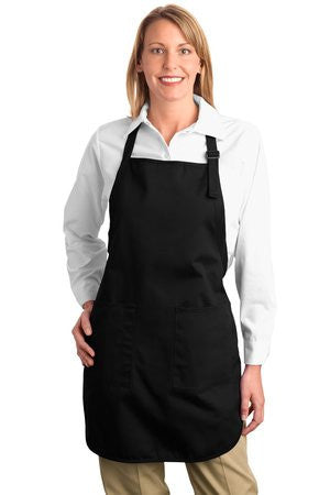 Port Authority Full Length Apron with Pockets.  A500 Black