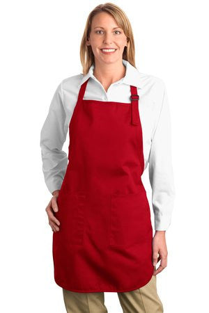 Port Authority Full Length Apron with Pockets.  A500 Red