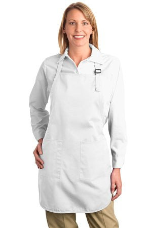Port Authority Full Length Apron with Pockets.  A500 White