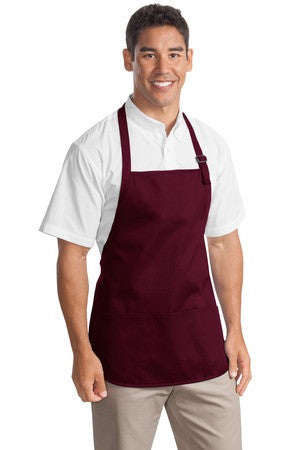 Port Authority Medium Length Apron with Pouch Pockets.  A510 Maroon